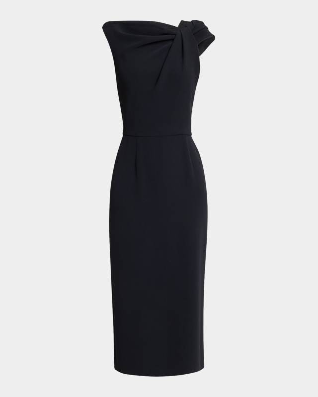 Draped Sleeveless Midi Dress